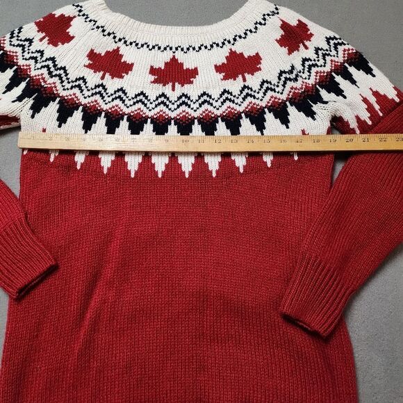 Canadiana Sweater Maple Leaf Canada Nordic Red Black White Wool Blend Women's M - Picture 9 of 10
